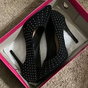 Black Studded Point Heels